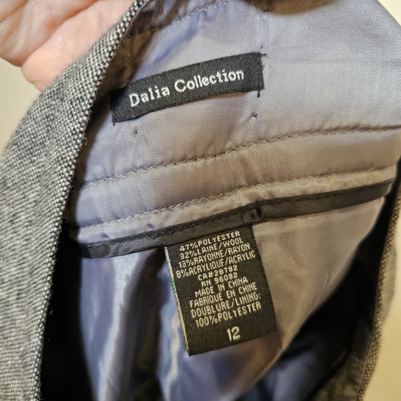 👍 Dalia Collection grey business formal wide winter lined wool pants 12 US - Picture 6 of 7